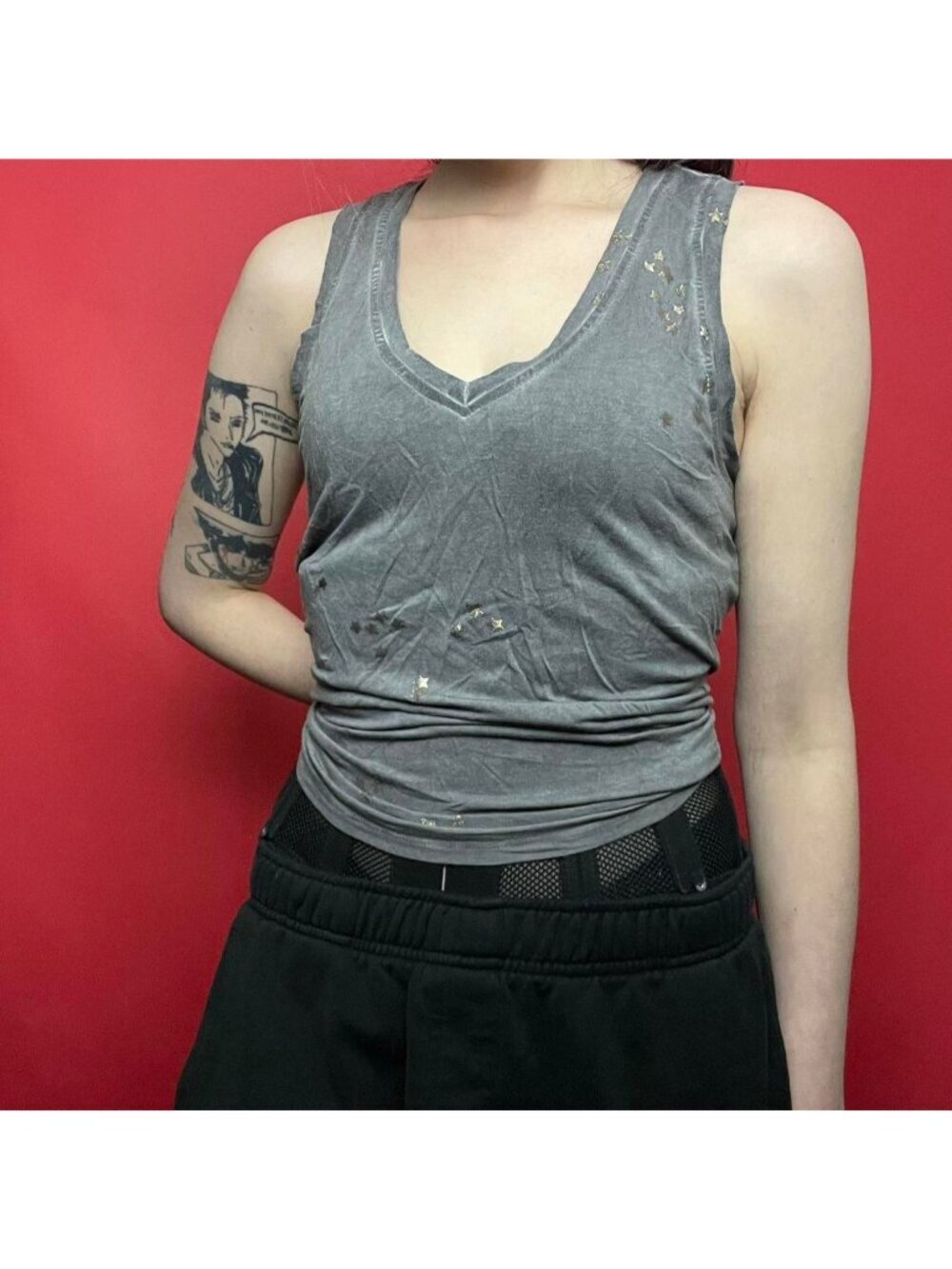 Cable and gauge sport / grey tank top with gold stars 💛🩶